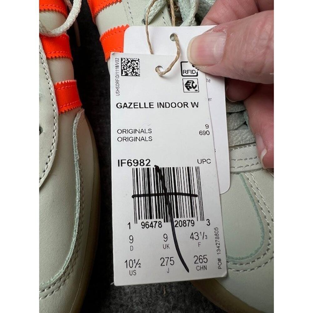 Adidas Womens Gazelle Indoor Linen Green Solar Orange IF6982 Sz 10.5 - Picture 11 of 13